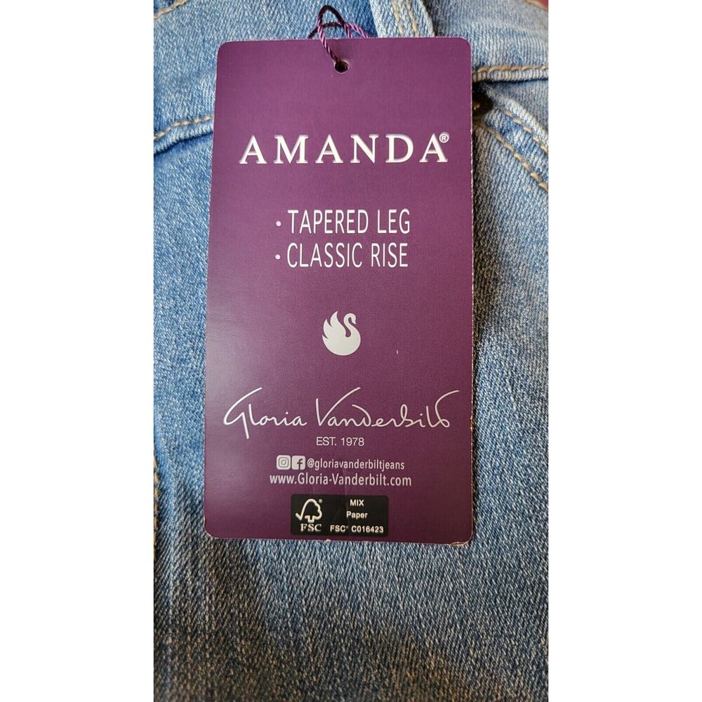 Gloria Vanderbilt Amanda Jeans Lt Wash Size 14 Stretch Classic Fit/Tapered Leg - Picture 9 of 13